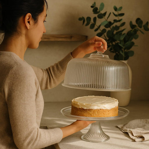 Anchor Hocking Monaco stand with dome ready for serving