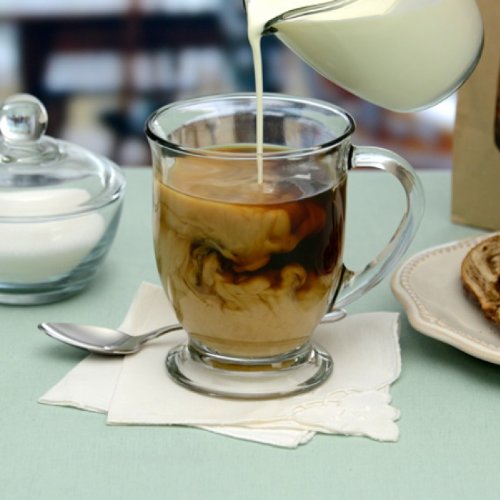 Anchor Hocking Cafe Crystal mug shown with flared lip and comfortable grip
