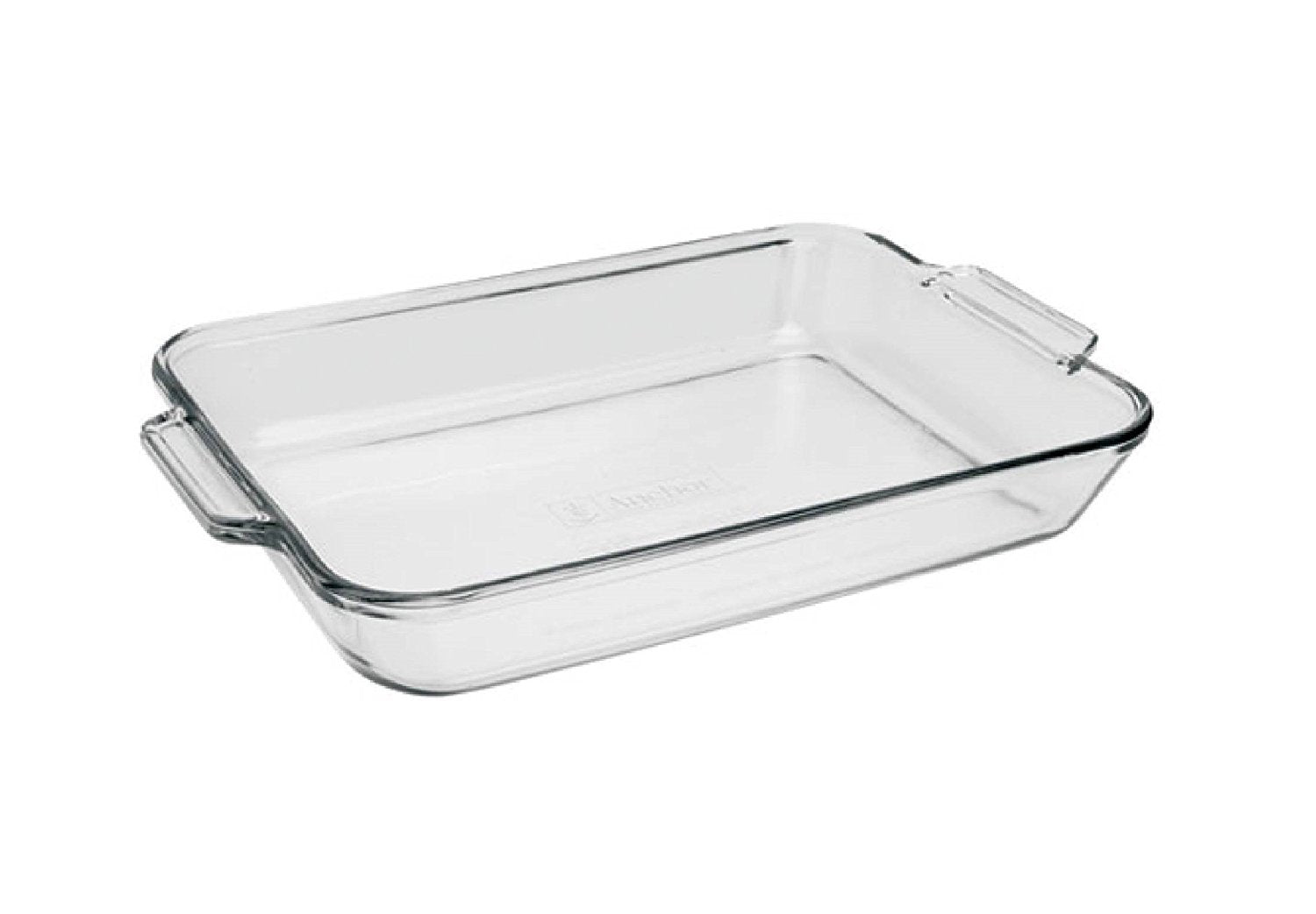 Anchor Hocking Oven Basics bake dish 3-quart clear glass with fill-line indicator for precise portions.