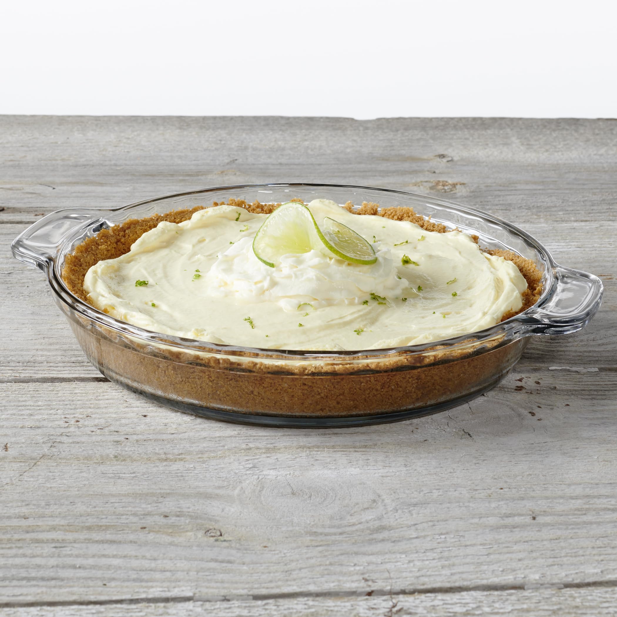 Anchor Hocking pie plate showcases durable microwave-safe glass that heats evenly.