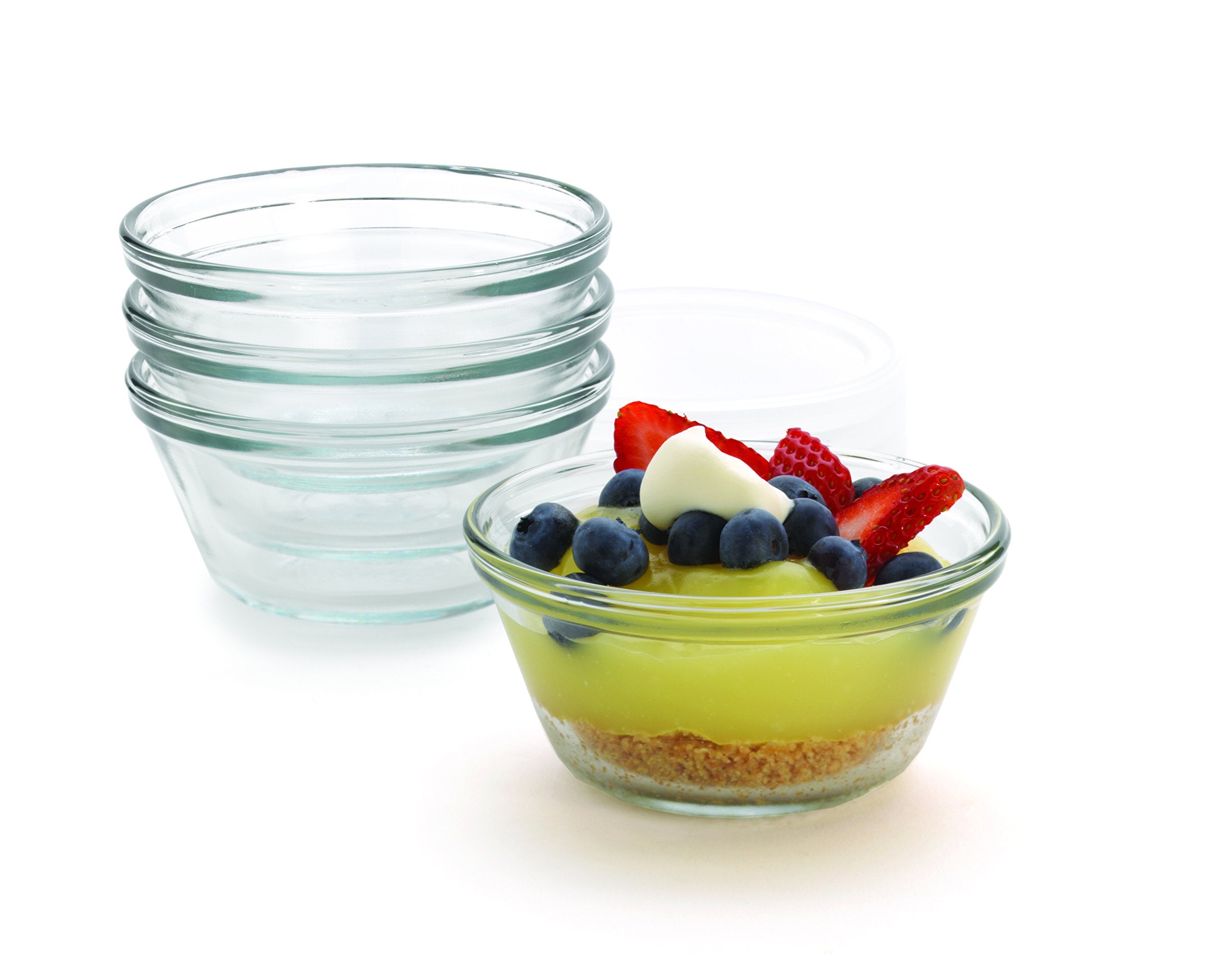 Anchor Hocking oven and microwave safe glass for versatile baking.