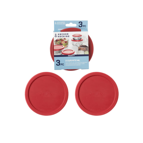 Anchor Hocking SnugFit red 2-cup lid for round dishes keeps contents secure and fresh