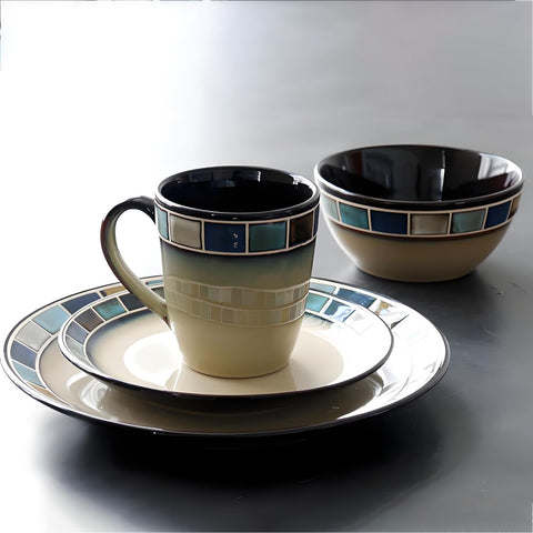 ANCYDPMI square-grid blue-dining-design enhances table aesthetics.