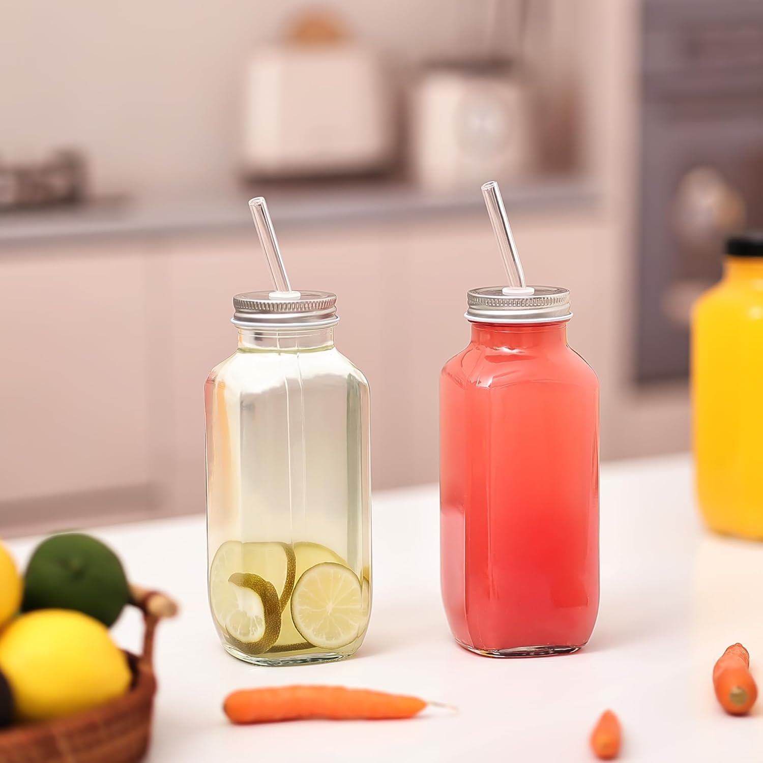 Andemi 3-pack juice bottles overhead view for easy storage