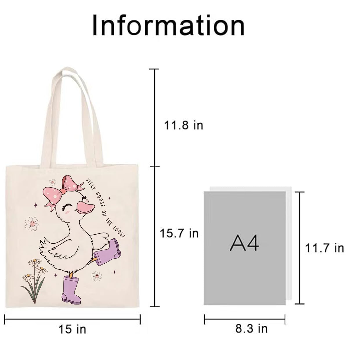 Anellyee Silly Goose tote for lunch and groceries with organized interior.