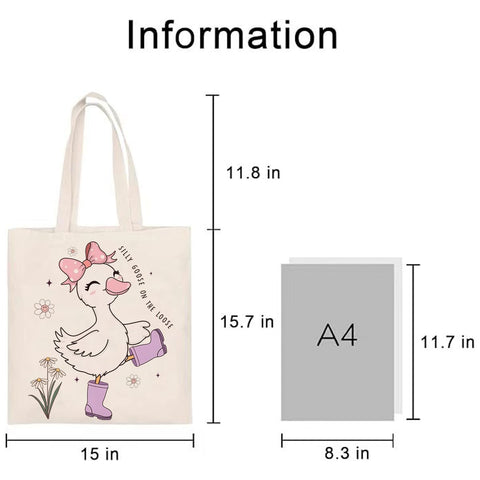 Anellyee Silly Goose tote for lunch and groceries with organized interior.
