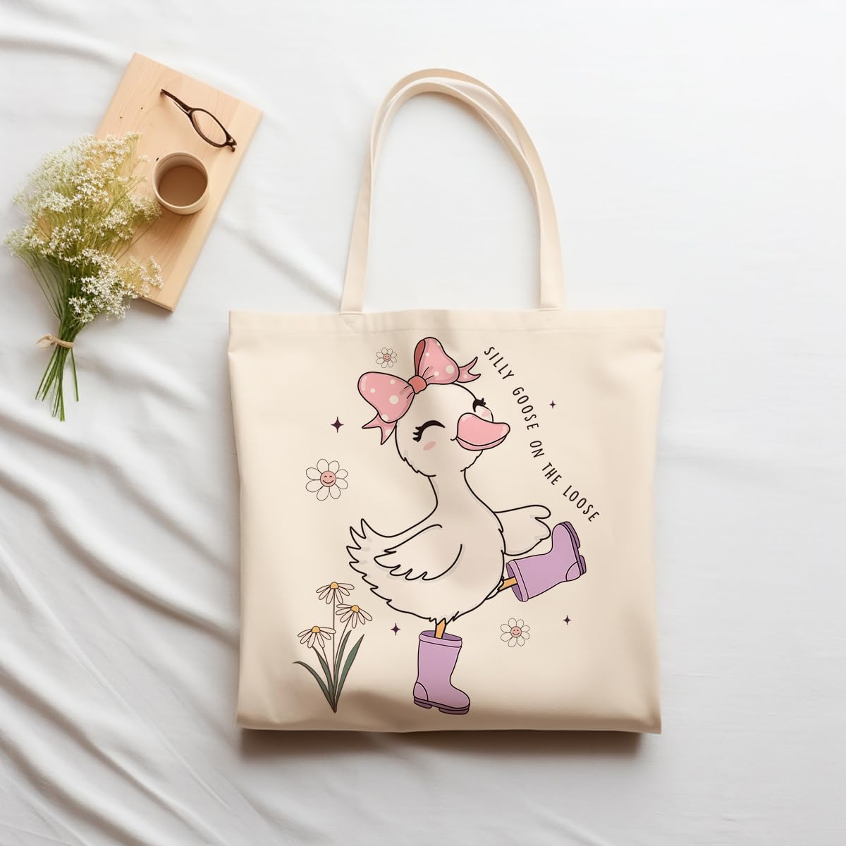 Anellyee Silly Goose tote with shoulder straps for comfortable daily use.