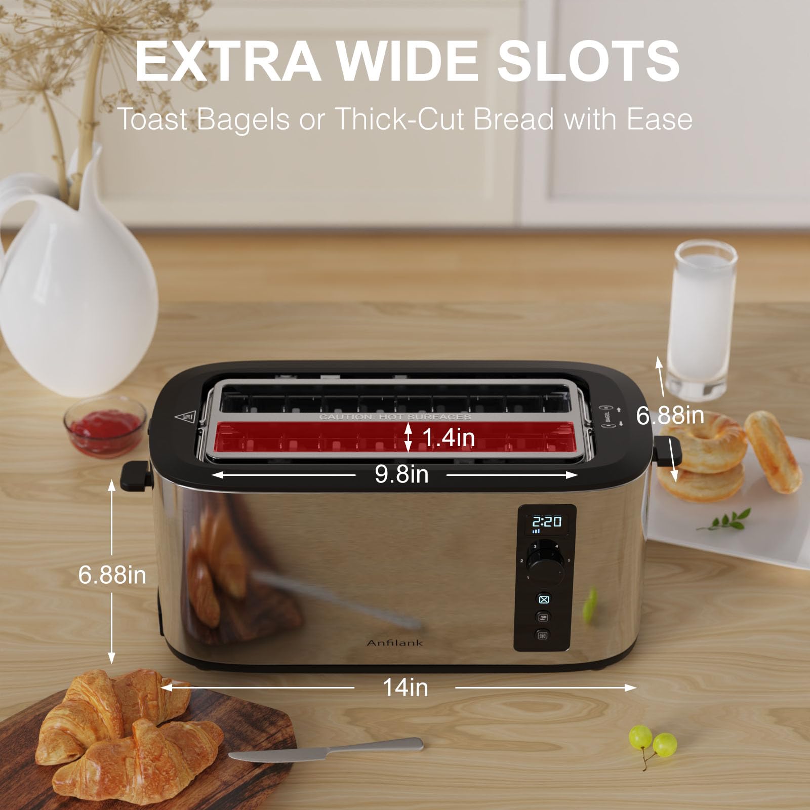 Anfilank Toaster countdown LED display shows browning progress