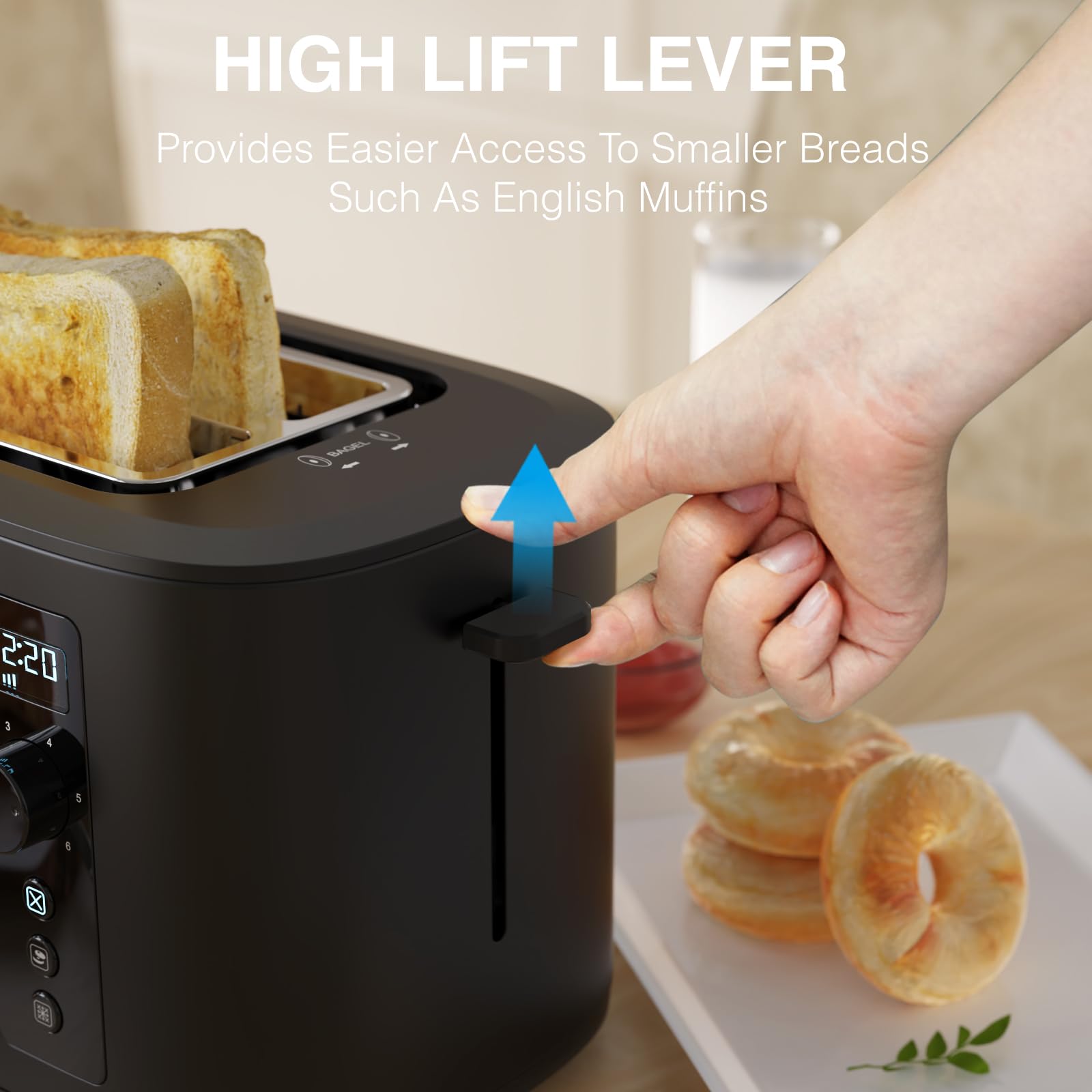 Anfilank toaster with cord storage keeps counters neat and organized.