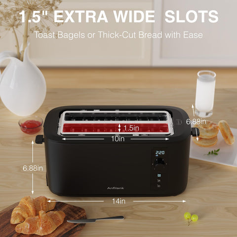 Anfilank toaster countdown timer and LED display aid precise browning control.