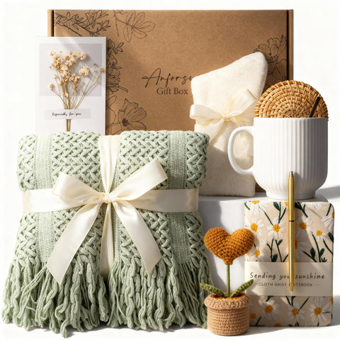Anforsun knitted tassel blanket offers warmth and comfort
