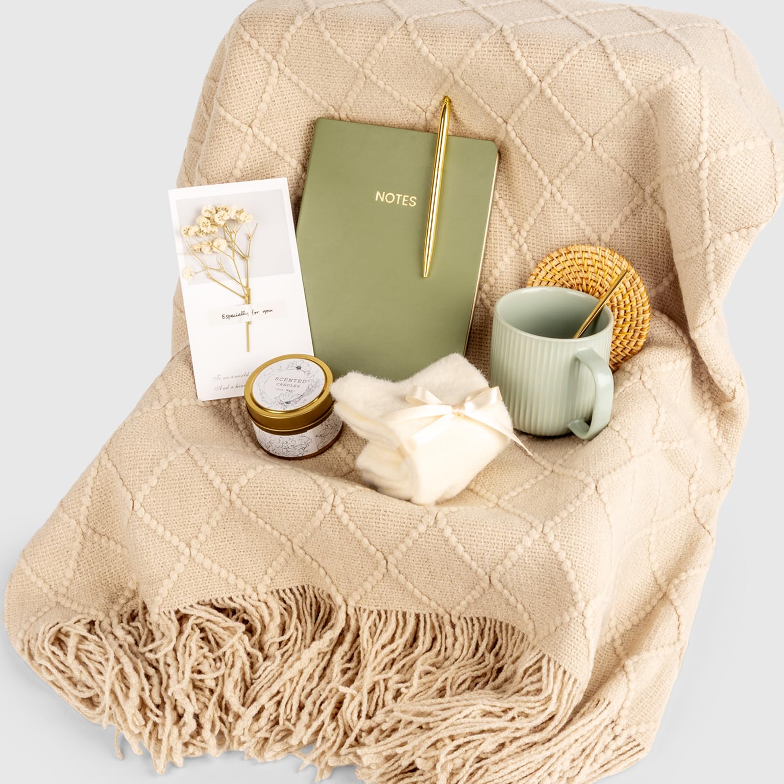 Anforsun scented candle to create a calm self-care ambiance.
