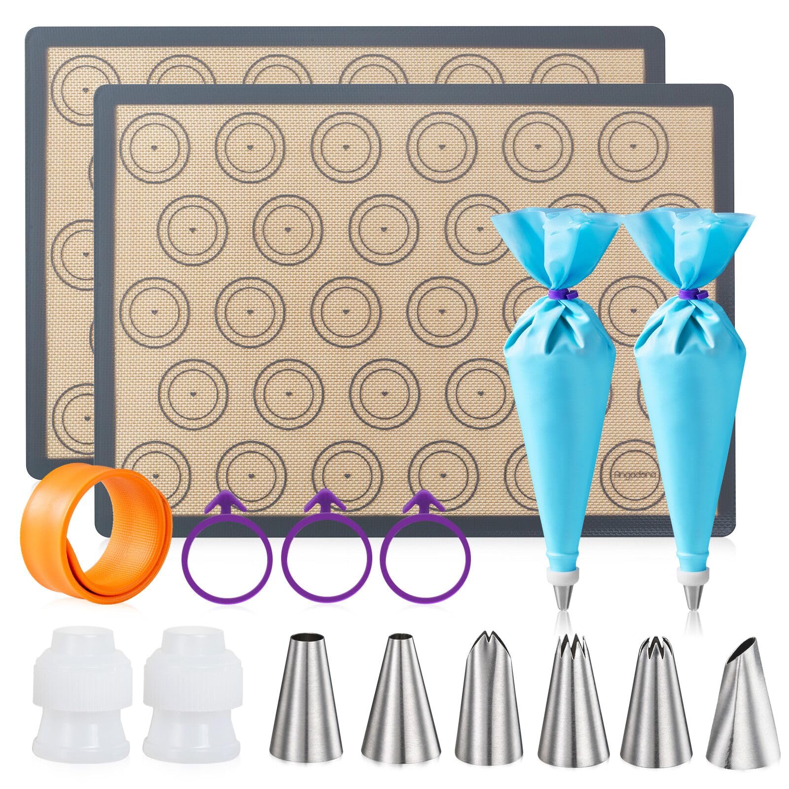 Angadona macaron silicone baking mats kit setup for easy nonstick baking.