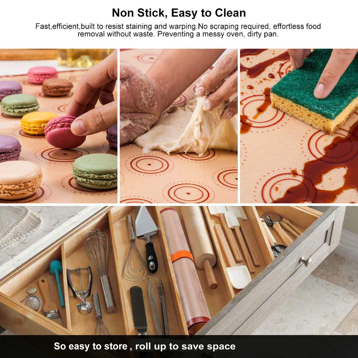 Angadona nonstick baking mats offer easy cleanup after baking