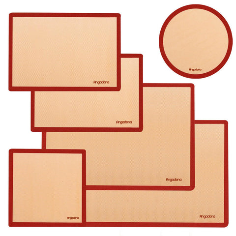 Angadona half-sheet silicone baking mat offers non-stick release and easy cleanup