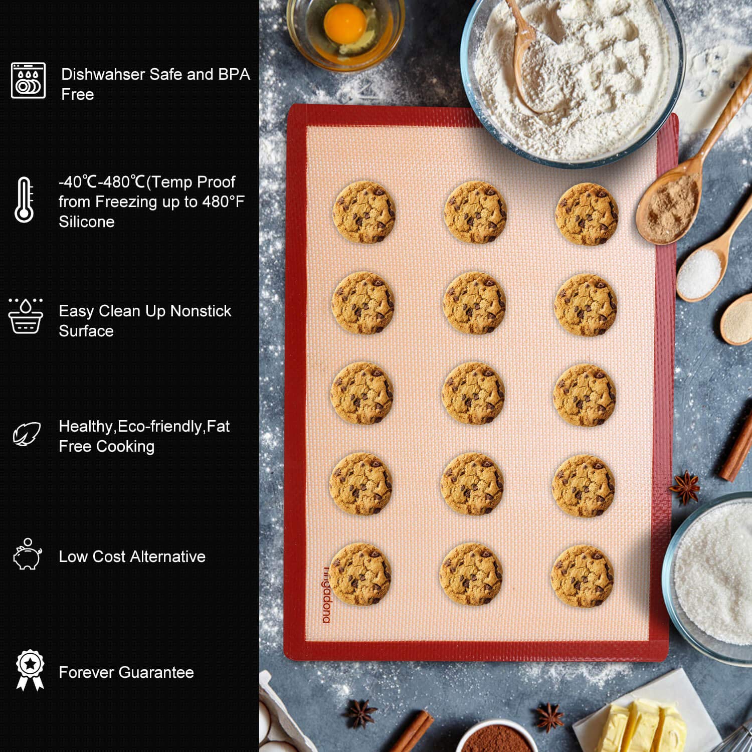 Angadona quarter-sheet silicone mat provides even heat and simple cleanup