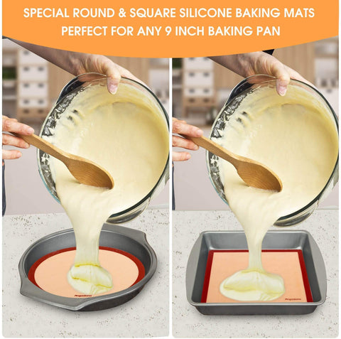 Angadona square 9-inch baking mat fits square pans for neat pastries