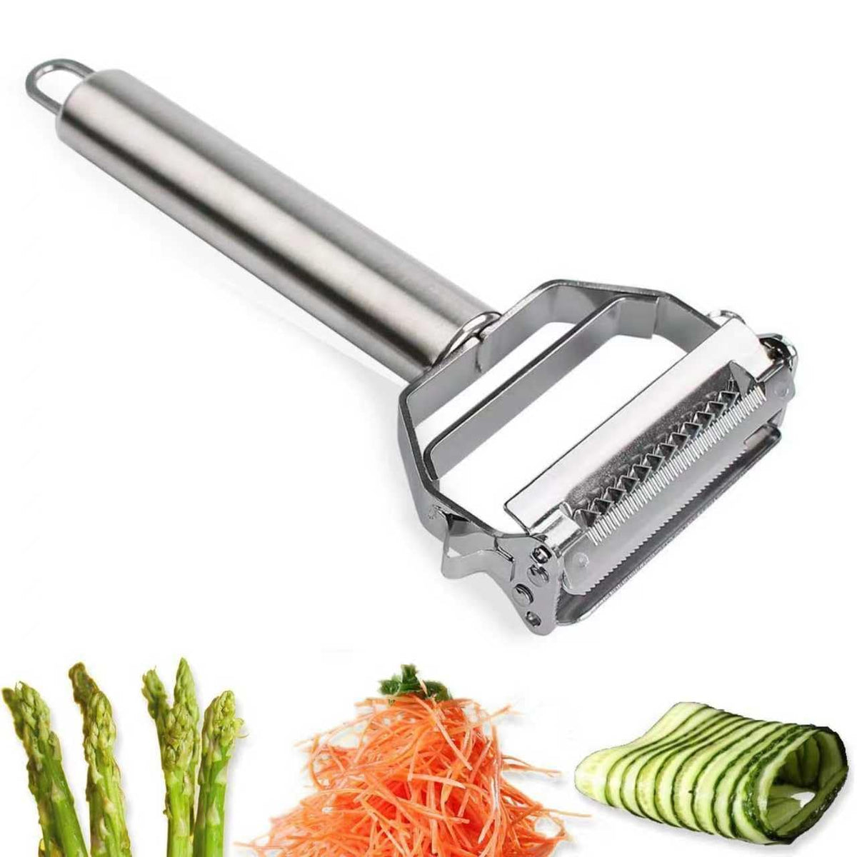 AnGeer Julienne Peeler dual-blade for quick, even vegetable strips and zoodles.