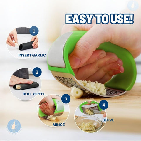 Angel's Peel Lounge silicone garlic peeler in action for fast, mess-free skin removal
