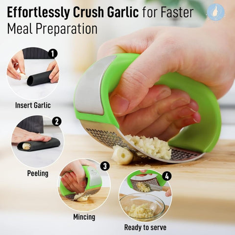 Angel's Peel Lounge stainless steel garlic chopper for durable, efficient prep