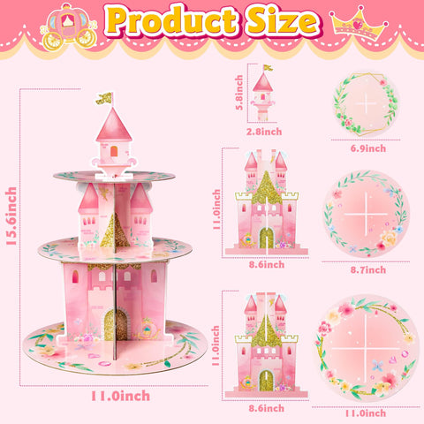 ANGOLIO princess cake tray with floral accents showcases a polished display for cupcakes and treats.