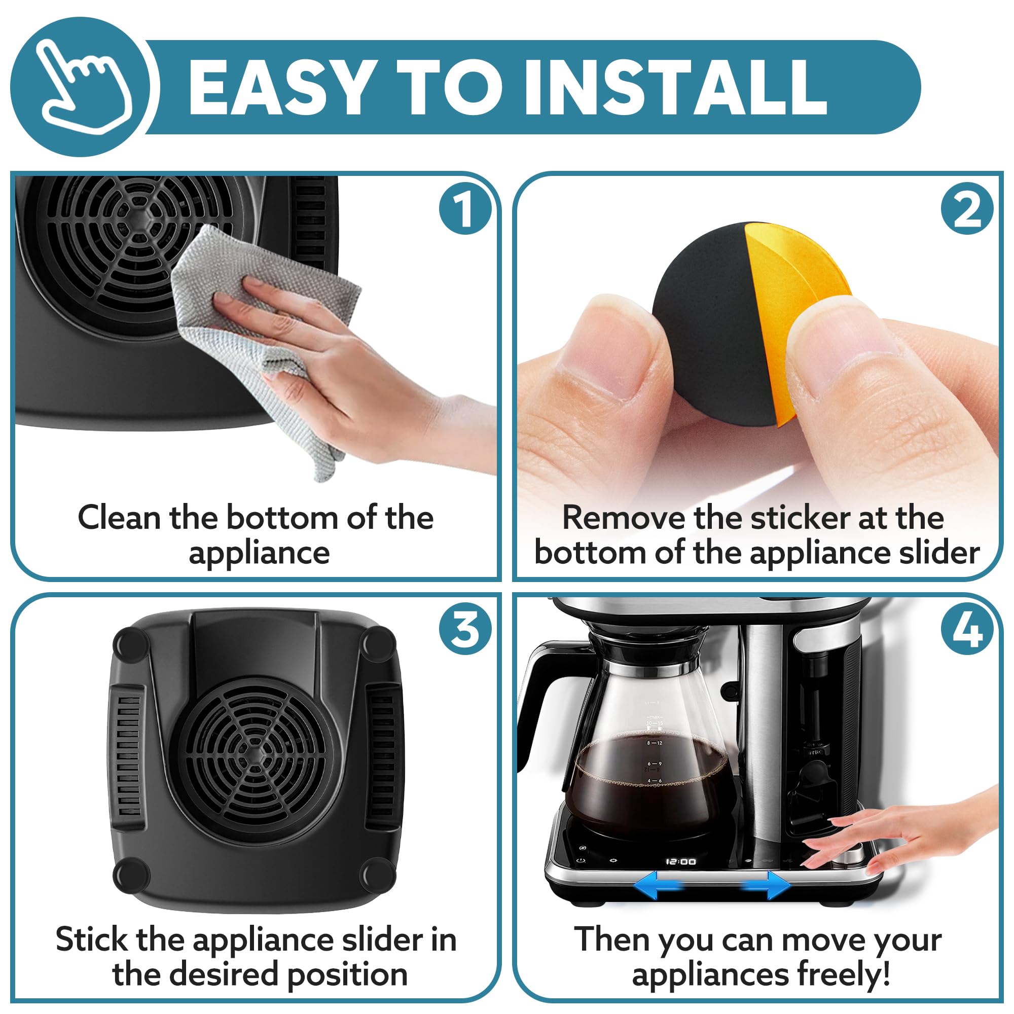 Animal-Gifts 16mm sliders for small appliances with flexible sizing