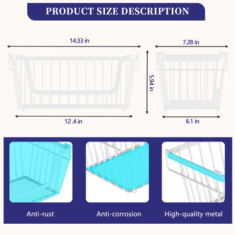 ANJUBAN 4-pack stackable baskets anti-scratch edges resist wear.