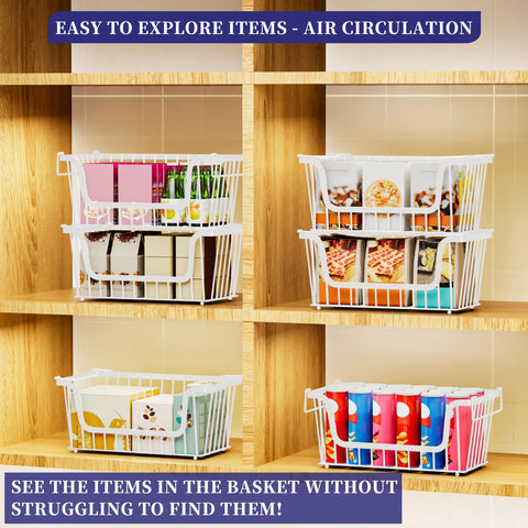 ANJUBAN 4-pack on-shelf use for organized pantry and cabinet storage.
