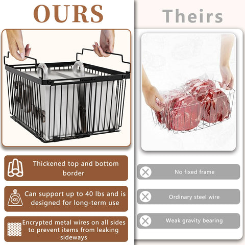 ANJUBAN collapsible handles enable easy lifting and reorganization of freezer sections.