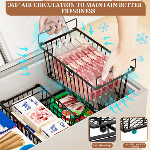 ANJUBAN deep freezer bin for meats, vegetables, and ice cream.