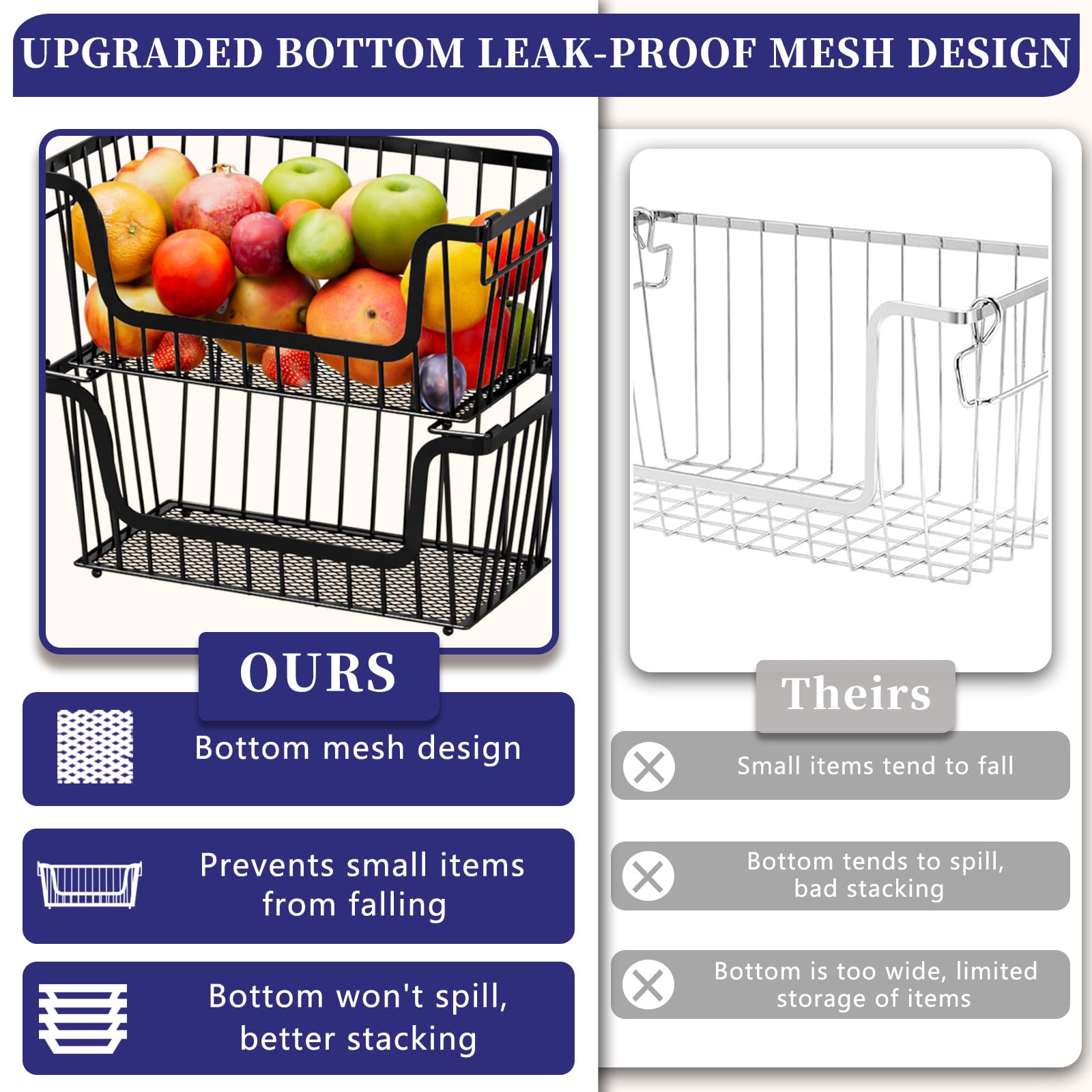 ANJUBAN leak-proof bottom design prevents spills and keeps shelves neat.