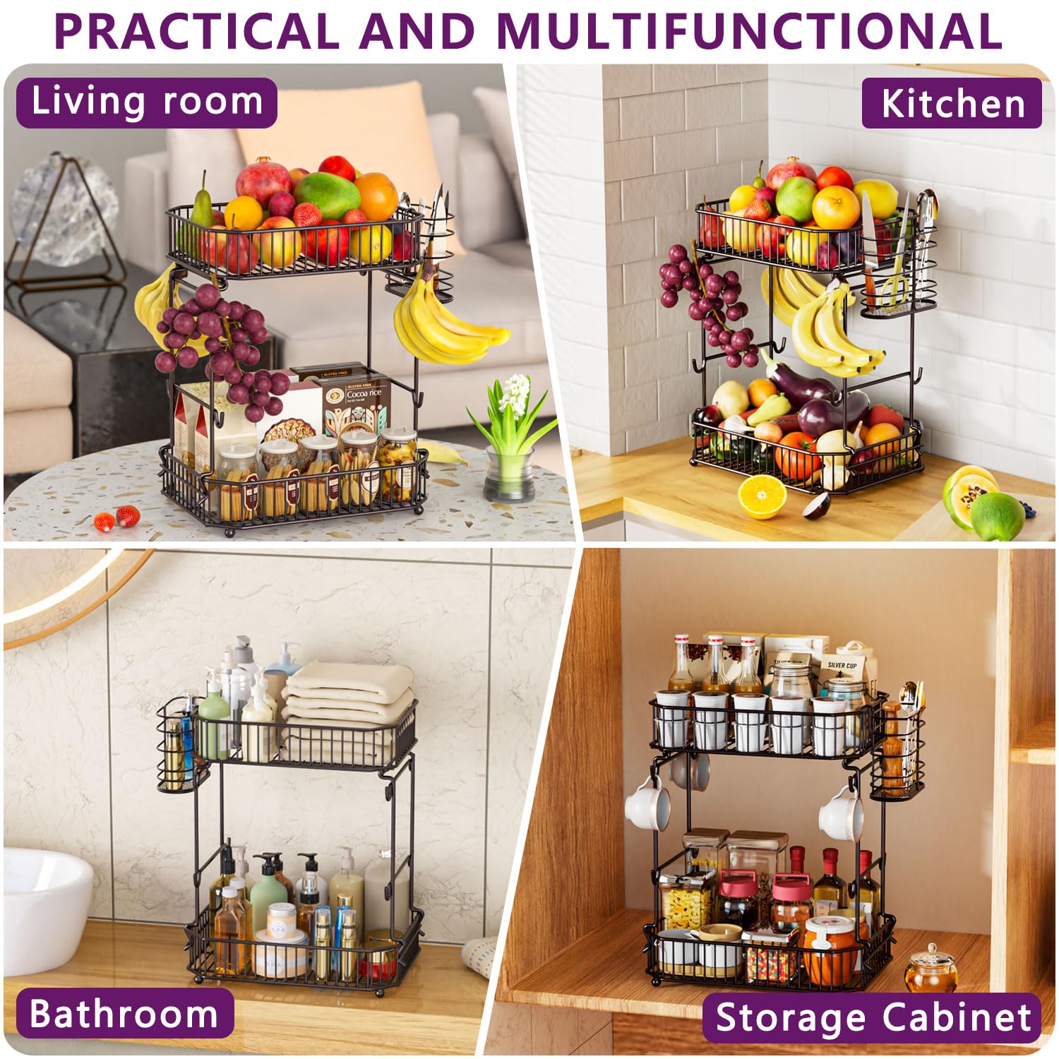 ANJUBAN versatile rack ideal for fruits, vegetables, snacks, and more.