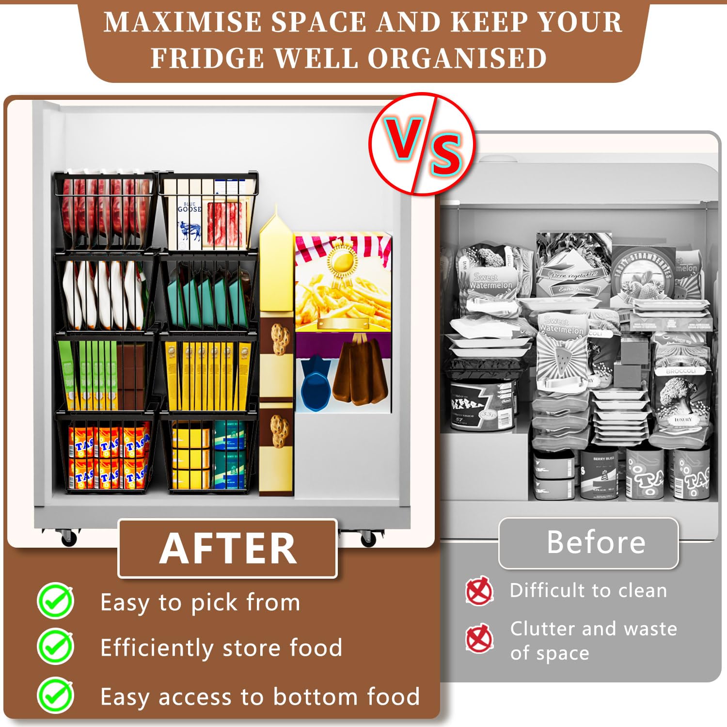ANJUBAN multipurpose bin fits cabinets, closets, bathrooms.