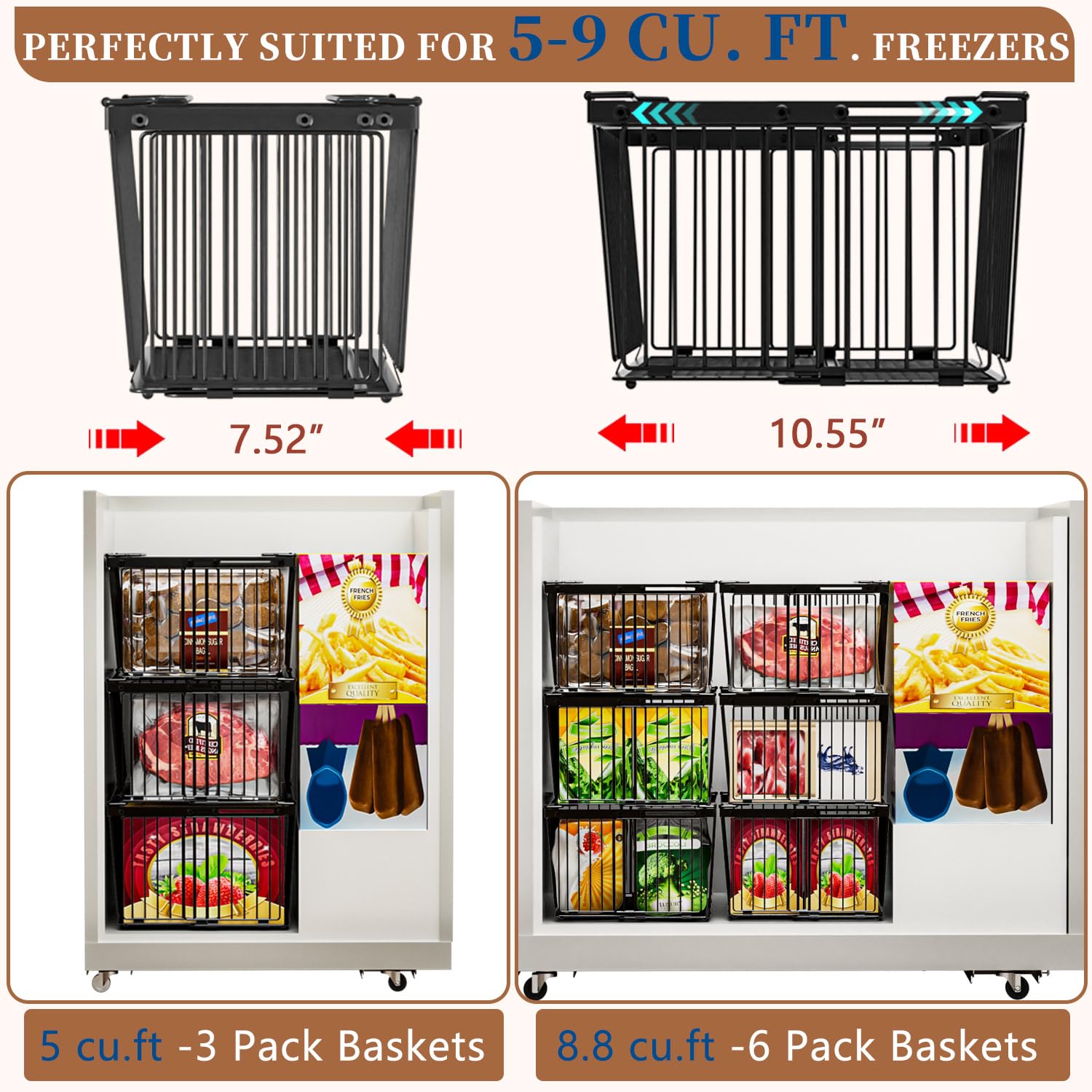 ANJUBAN multipurpose freezer organizers suit cupboards, closets, and laundry areas.