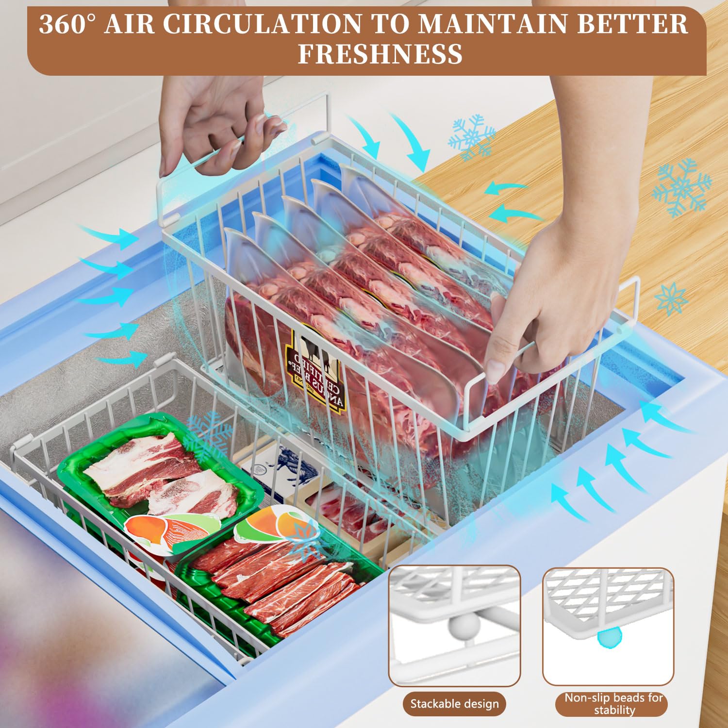 ANJUBAN multipurpose storage bin suitable for cabinets and pantries.
