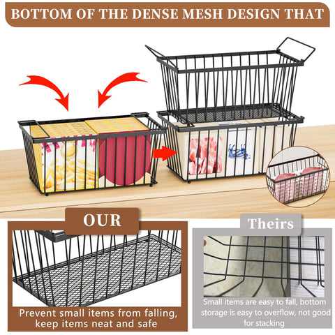 ANJUBAN stackable freezer bin with handles saves space.