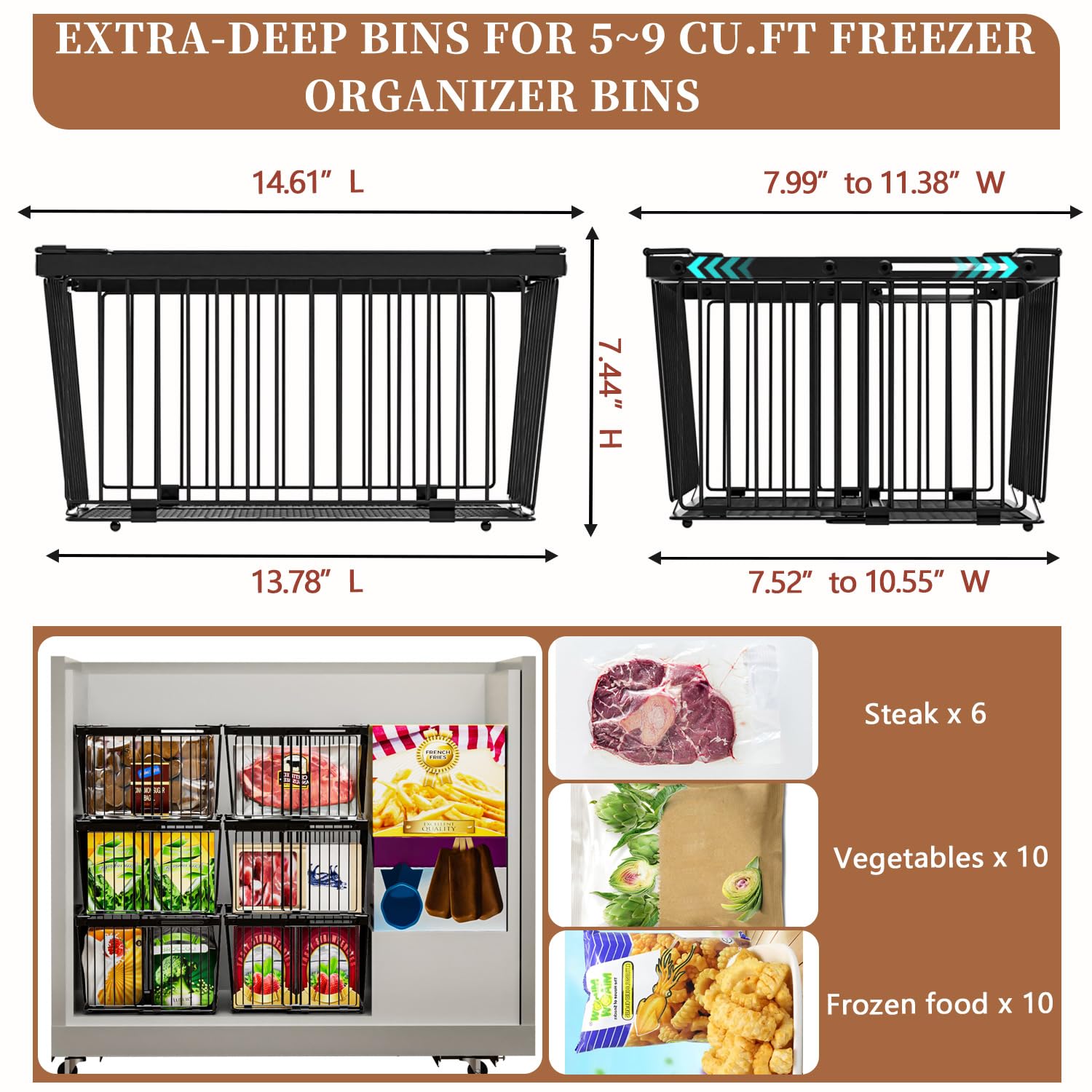 ANJUBAN thick-frame design provides durable support for stacked storage in freezers.