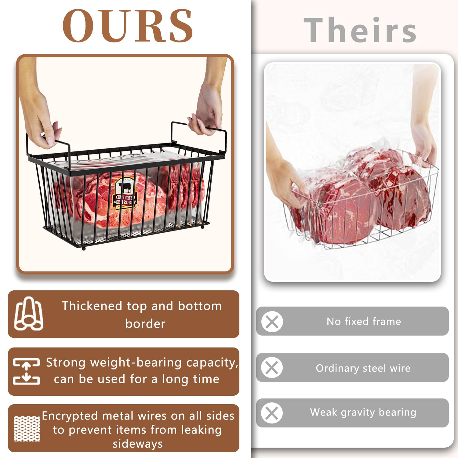 ANJUBAN thickened frame metal mesh bin for durable storage.