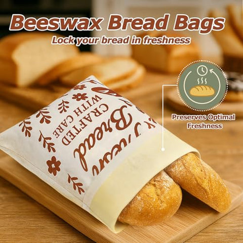 ANKEWY beeswax bread bags XL size for large artisan loaves and crusty bread.
