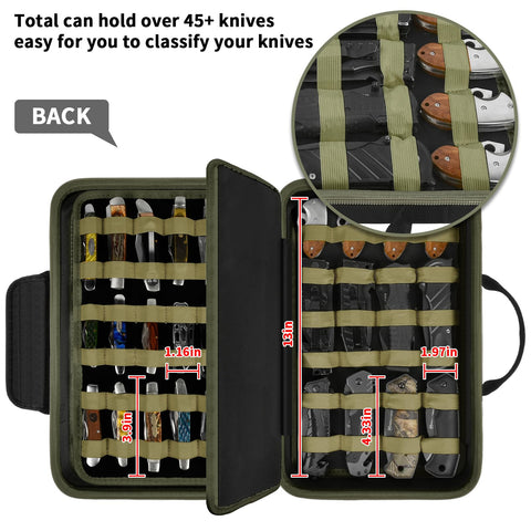 ANKHOH green knife display case closeup highlighting durable, protective design.
