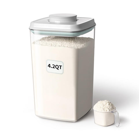 Ankou airtight pop lid container with one-hand access for quick pantry grabs.