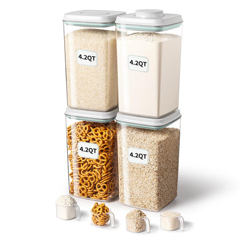 Ankou four-pack airtight containers with pop lid for quick access and organization.