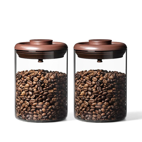 Ankou Glass Coffee Canister front view highlighting compact pantry-friendly design
