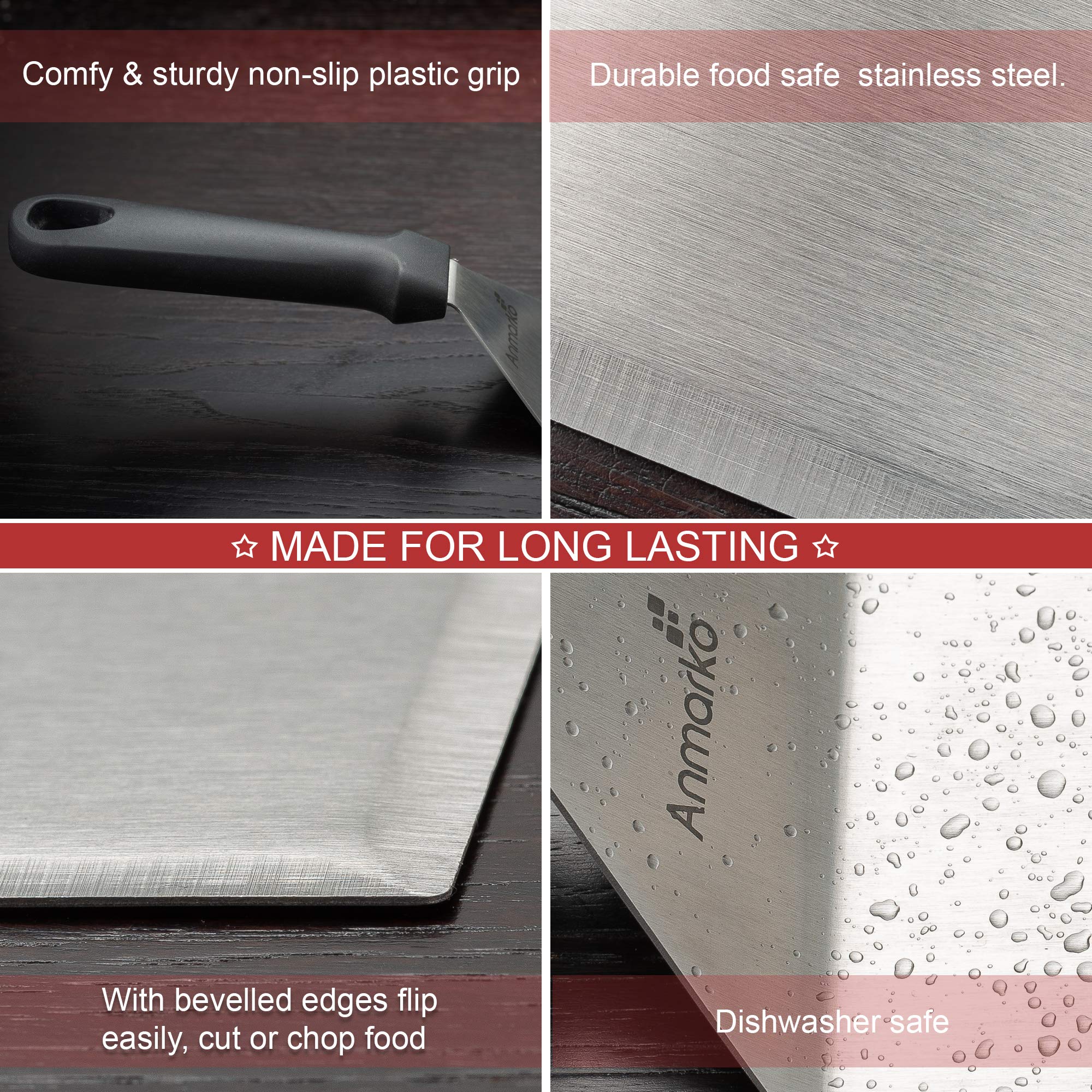 Anmarko griddle scraper beveled edges protect cookware during cleaning