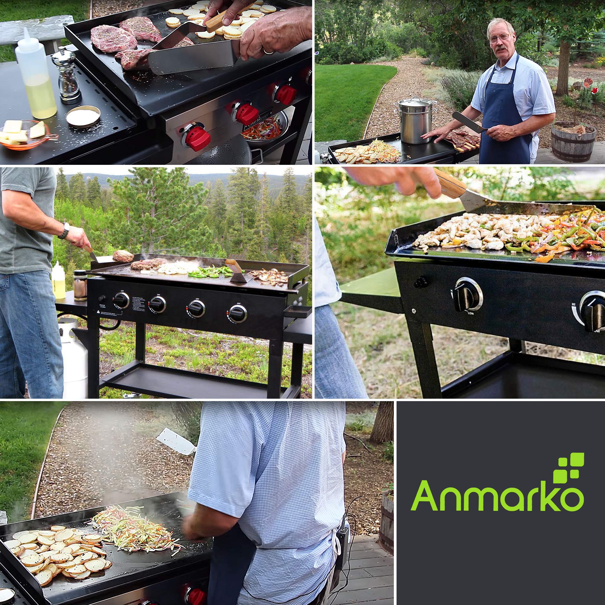 Anmarko metal spatula set griddle scraper for clean surfaces.