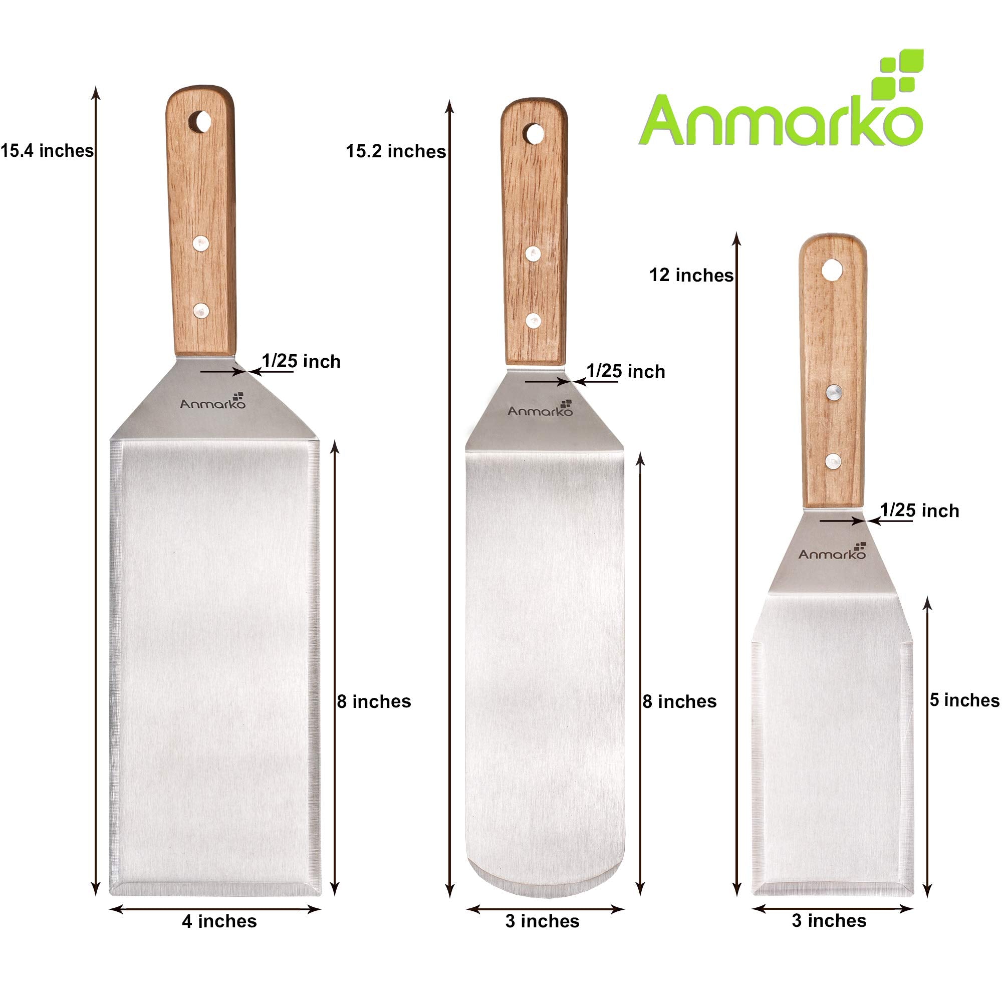 Anmarko metal spatula set hamburger turner for even grilling.