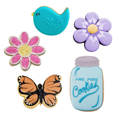 Ann Clark Flower Garden flower cutter yields crisp flower shapes for vibrant cookies.