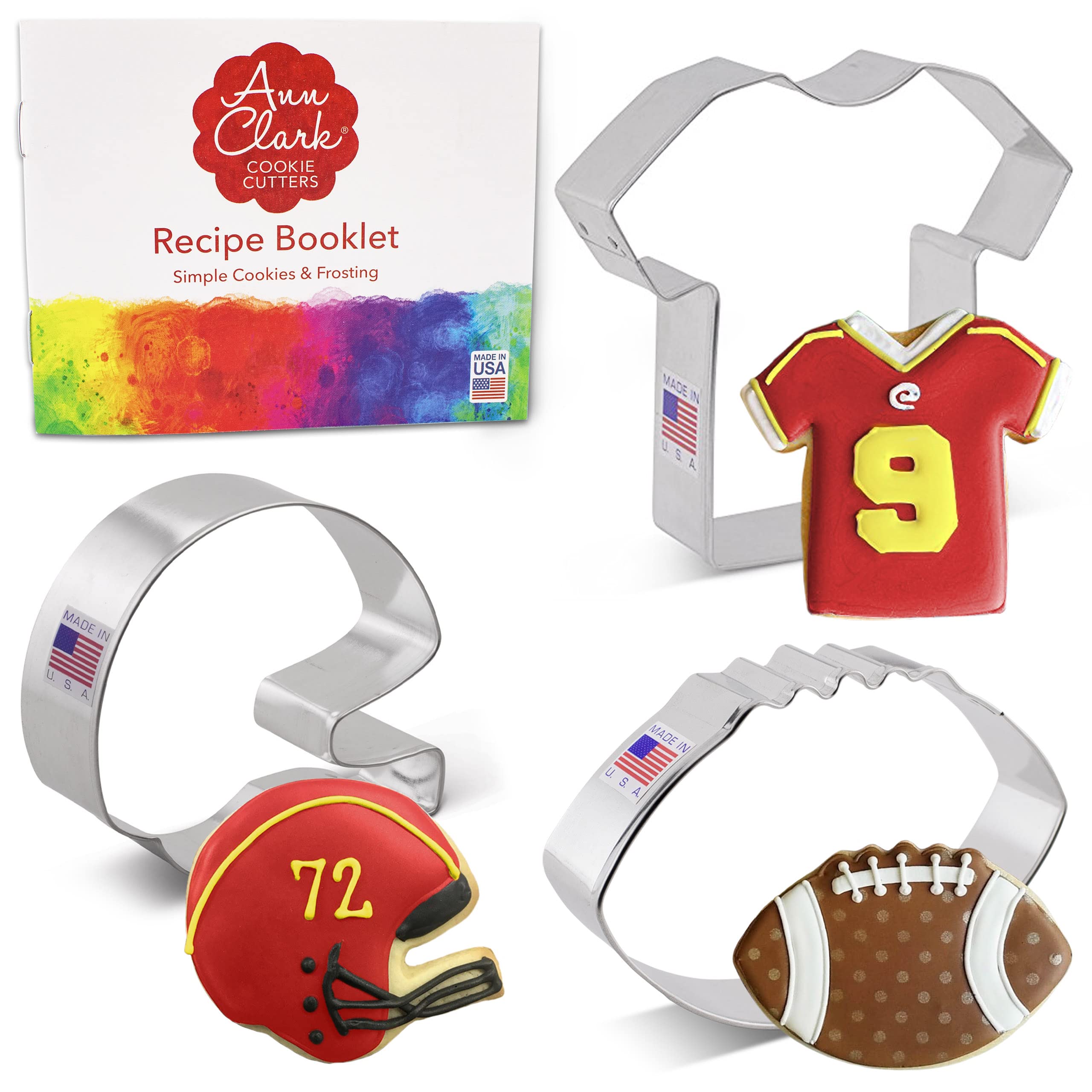Ann Clark football cookie cutters set close-up of football shape for game-day treats.