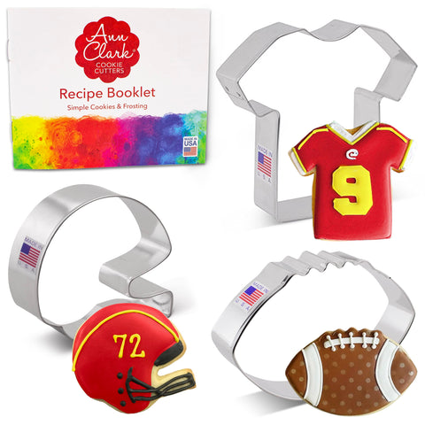 Ann Clark football cookie cutters set close-up of football shape for game-day treats.