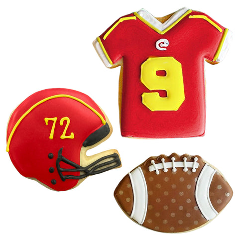 Ann Clark jersey cutter visual for festive game-day cookies.
